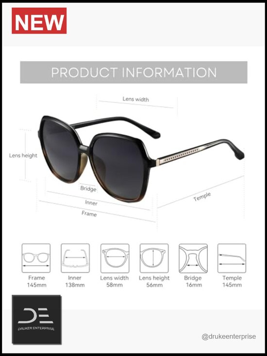 Vintage Oversized Square Sunglasses UV400 Protection Polarized main image 6